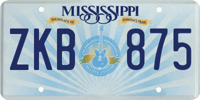 MS license plate ZKB875