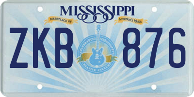 MS license plate ZKB876