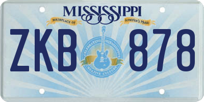 MS license plate ZKB878