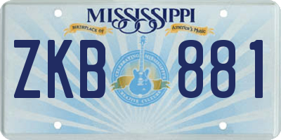 MS license plate ZKB881