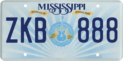 MS license plate ZKB888