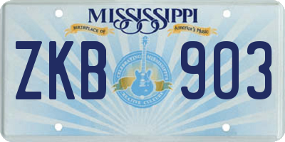 MS license plate ZKB903