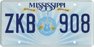 MS license plate ZKB908