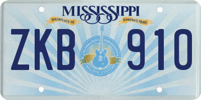 MS license plate ZKB910