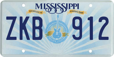 MS license plate ZKB912