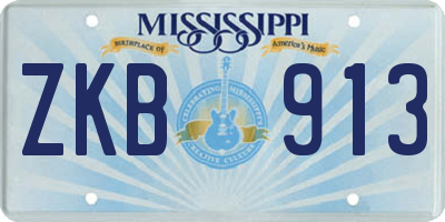 MS license plate ZKB913