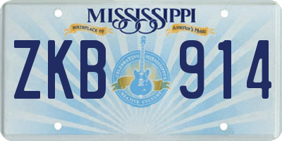 MS license plate ZKB914