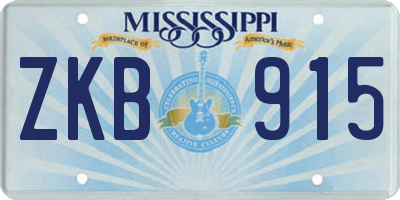 MS license plate ZKB915