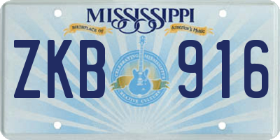 MS license plate ZKB916