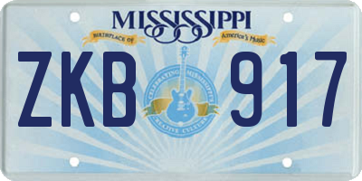 MS license plate ZKB917