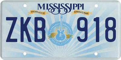 MS license plate ZKB918