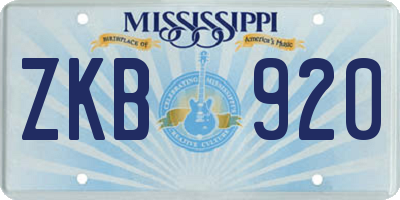 MS license plate ZKB920