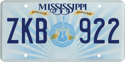 MS license plate ZKB922