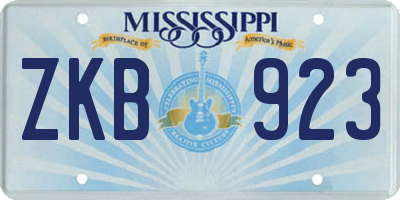 MS license plate ZKB923