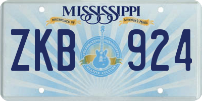 MS license plate ZKB924
