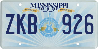 MS license plate ZKB926