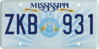 MS license plate ZKB931
