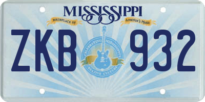MS license plate ZKB932