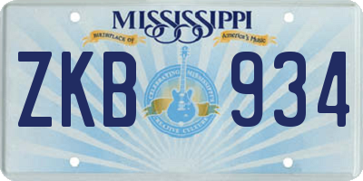 MS license plate ZKB934