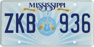 MS license plate ZKB936