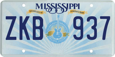 MS license plate ZKB937