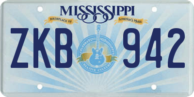 MS license plate ZKB942