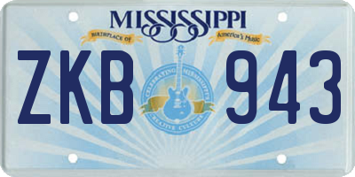 MS license plate ZKB943