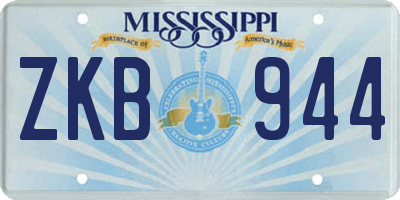 MS license plate ZKB944