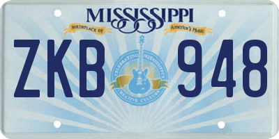 MS license plate ZKB948