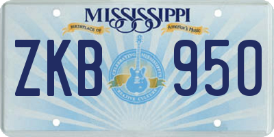 MS license plate ZKB950