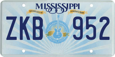 MS license plate ZKB952