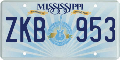 MS license plate ZKB953