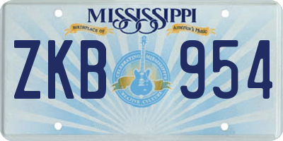 MS license plate ZKB954