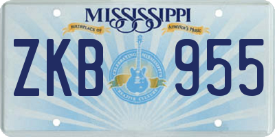 MS license plate ZKB955
