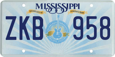 MS license plate ZKB958