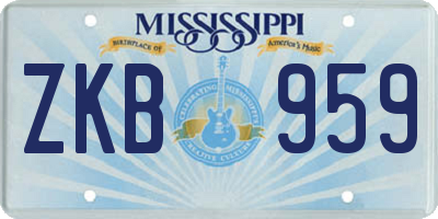 MS license plate ZKB959