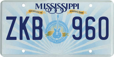 MS license plate ZKB960