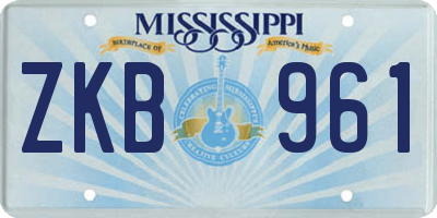 MS license plate ZKB961