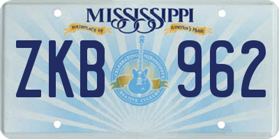 MS license plate ZKB962