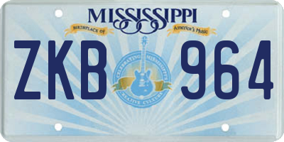 MS license plate ZKB964