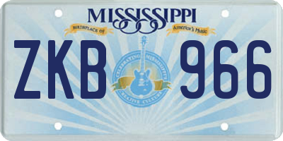 MS license plate ZKB966