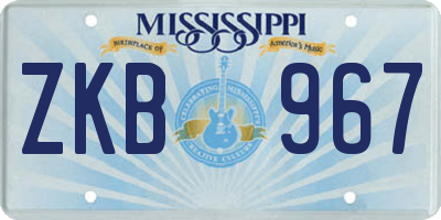 MS license plate ZKB967