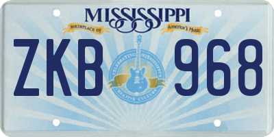 MS license plate ZKB968