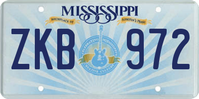 MS license plate ZKB972
