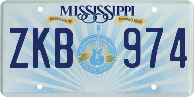 MS license plate ZKB974
