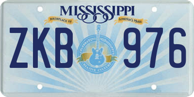 MS license plate ZKB976