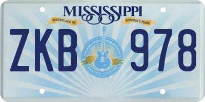 MS license plate ZKB978