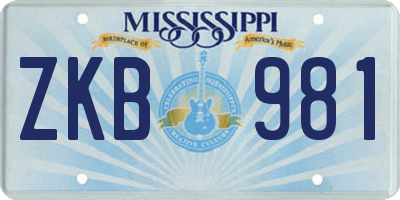 MS license plate ZKB981