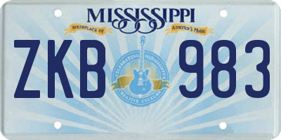 MS license plate ZKB983