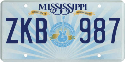 MS license plate ZKB987